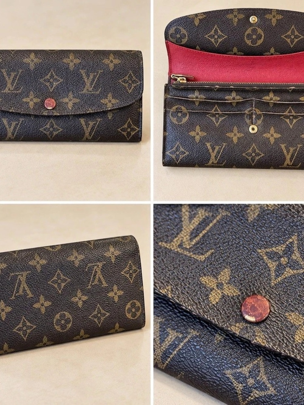 Louis Vuitton Sarah Wallet Monogram Brown & Red